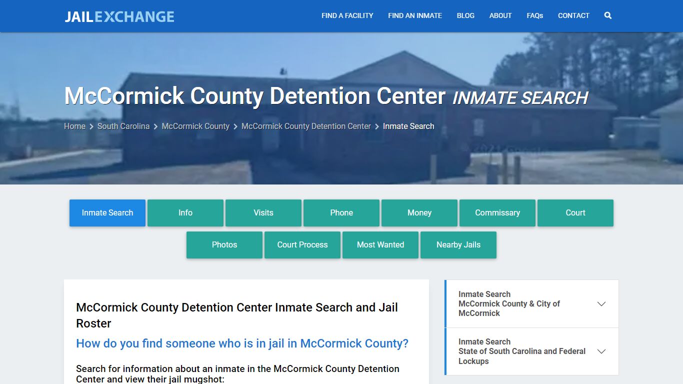 McCormick County Detention Center Inmate Search - Jail Exchange
