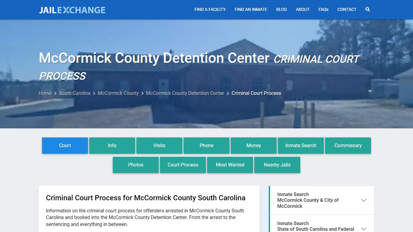McCormick County Detention Center Criminal Court Process - Jail Exchange